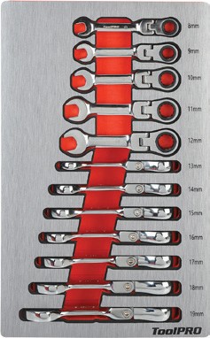 NEW ToolPRO EVA 12 Pce Stubby Flex Spanner Set