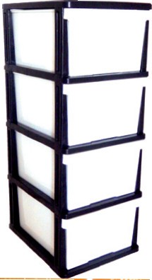 Mega 4 Drawer Plastic Cabinet B&W