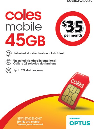 Coles Mobile $35 Month-To-Month SIM