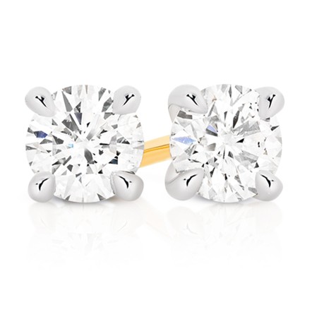 Alora 14ct Yellow Gold 1/2 Carat TW Lab Grown Diamond 4 Claw Stud Earrings