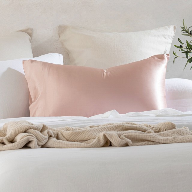 Light Pink Mulberry Silk Plain Pillowcase by M.U.S.E.
