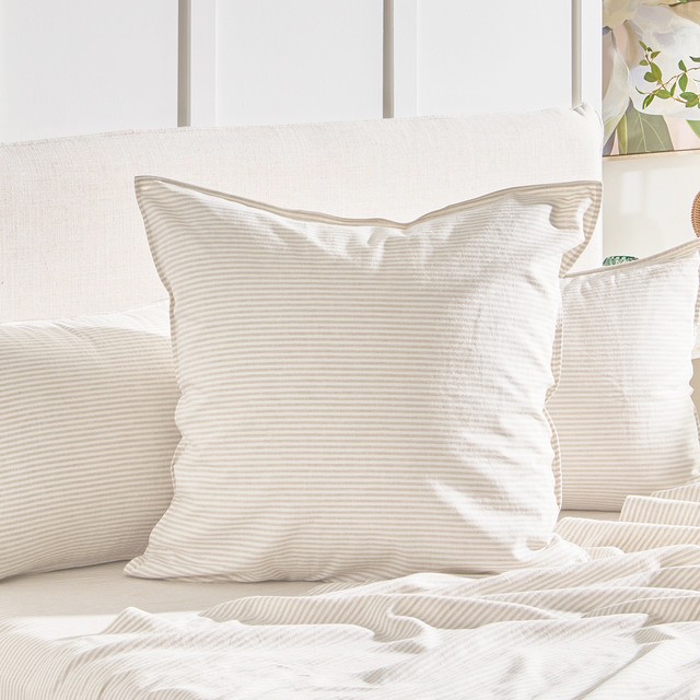 Striped Linen Cotton European Pillowcase by Habitat