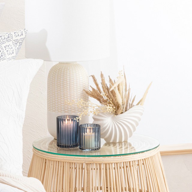 Luna Dark Blue Candle Holder by Habitat