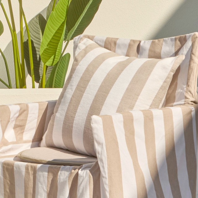 Riviera Wide Stripe Cushion by Pillow Talk