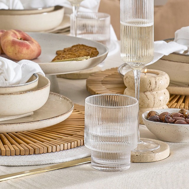Mila Ribbed Clear Tumbler Glasses Set of 4 by M.U.S.E.