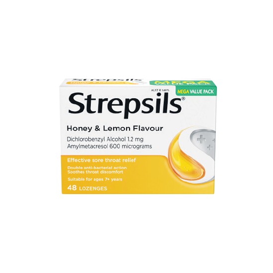 Strepsils Soothing Sore Throat Lozenges Honey & Lemon Pk 48~