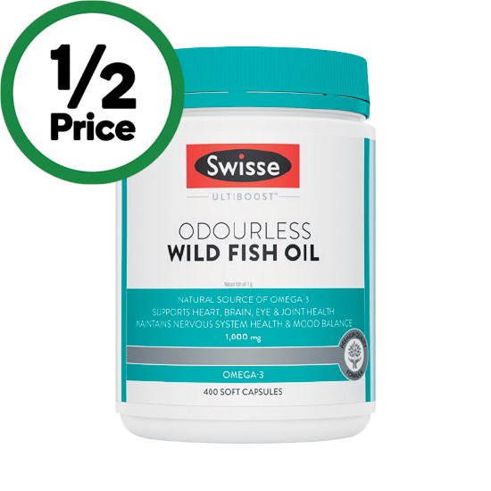 Swisse Ultiboost Odourless Wild Fish Oil Capsules Pk 400~