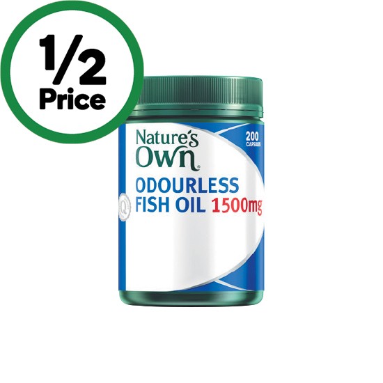 Nature’s Own Odourless Fish Oil 1500mg Capsules Pk 200~