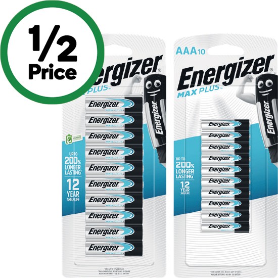 Energizer Max Plus Batteries AA or AAA Pk 10