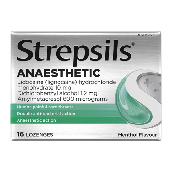 Strepsils Plus Anaesthetic Sore Throat Numbing Pain Relief Lozenge Pk 16~
