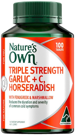 Nature’s Own Triple Strength Garlic + C, Horseradish 100 Tablets