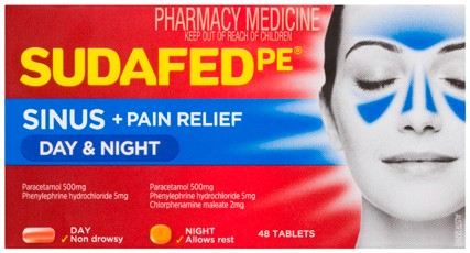 Sudafed PE Sinus + Pain Relief Day & Night 48 Tablets