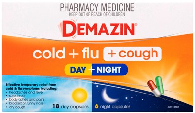 Demazin Cold + Flu + Cough Day + Night 24 Capsules