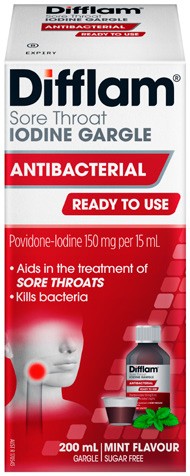 Difflam Ready To Use Iodine Gargle Mint Flavour 200mL