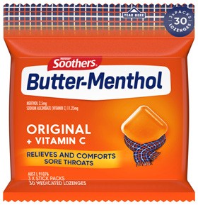 Soothers Butter-Menthol Original + Vitamin C Multipack 3 x 10 Lozenges