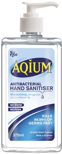 Aqium Antibacterial Hand Sanitiser Gel 375mL