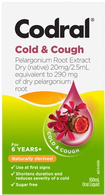 NEW Codral Cold & Cough With Pelargonium Root Extract Oral Liquid 100mL