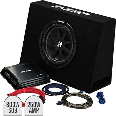 Kicker 10” Subwoofer in Slim Enclosure Plus Amplifier & Wiring Kit