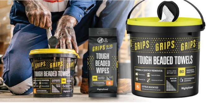 Grips To-Go Beaded Wipes 80 Tub
