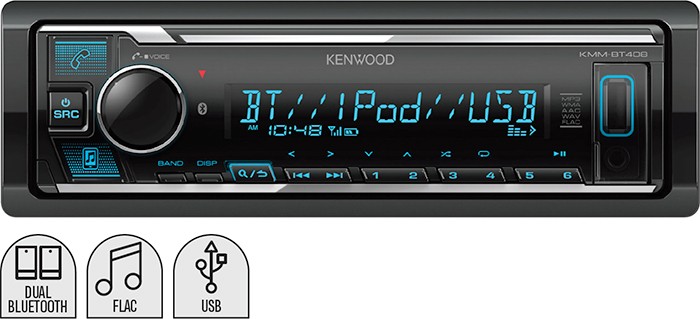 Kenwood 1DIN 200W Dual Bluetooth Media Receiver