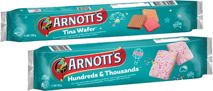 Arnott's Hundreds & Thousands or Tina Wafer Biscuits 200g