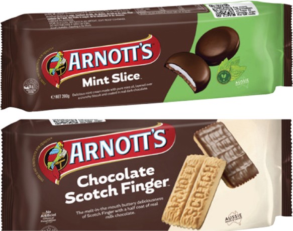 Arnott's Mint Slice or Chocolate Scotch Finger Biscuits 200g-250g