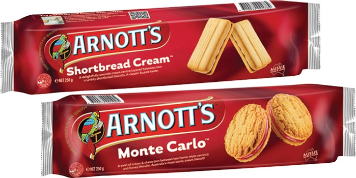 Arnott's Shortbread Cream or Monte Carlo Biscuits 250g