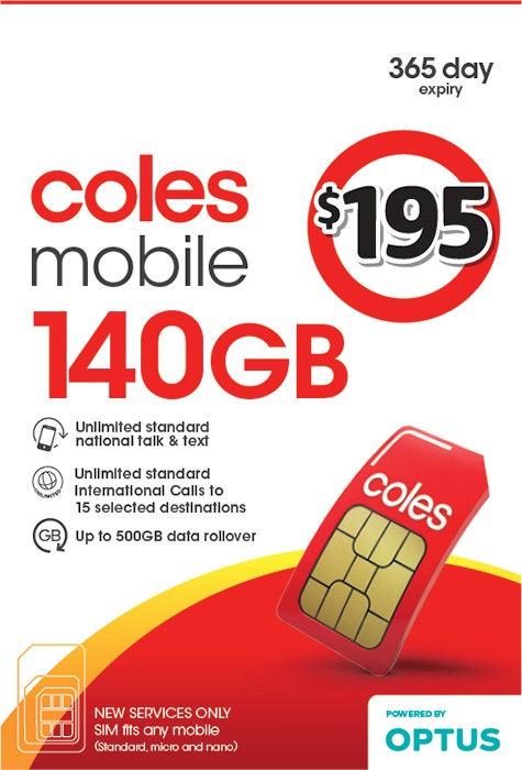 Coles Mobile $195 Prepaid SIM