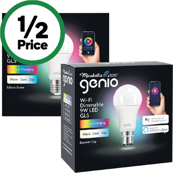 Mirabella Genio Wi-Fi Dimmable 9W LED GLS Edison Screw or Bayonet Cap Pk 1