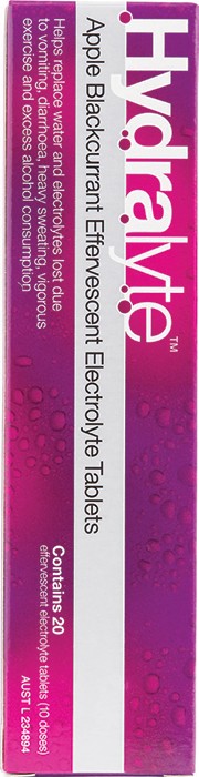 Hydralyte Effervescent Tablets Apple Blackcurrant Flavour 20 Pack*