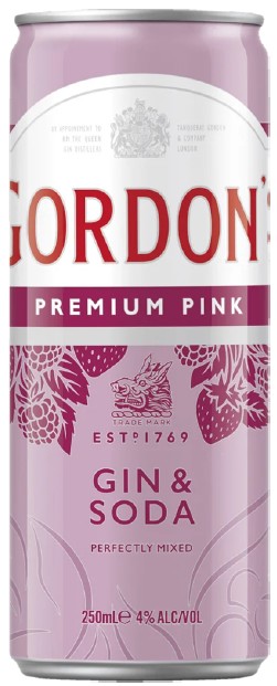Gordon's Premium Pink Gin & Soda Cans 250mL