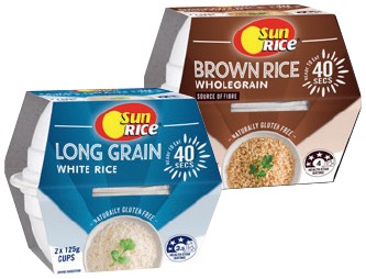SunRice 90 Seconds Microwave Rice 250g or Rice Cup 2 Pack Selected Varieties