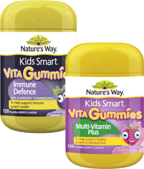 Nature's Way Kids Smart Vita Gummies Multi-Vitamin Plus or Immune Defence 120 Pack