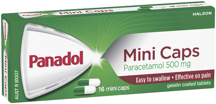 Panadol Mini Caps For Pain Relief Paracetamol 500mg 16 Pack*