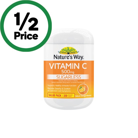Nature’s Way Vitamin C 500mg Sugarless Chewable Tablets Pk 320~
