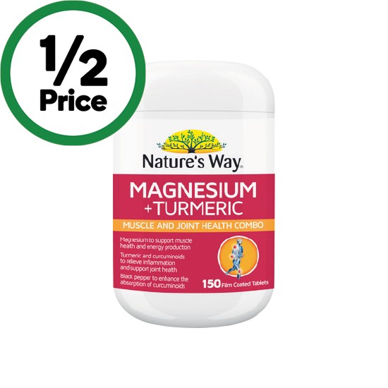 Nature’s Way Magnesium & Turmeric Tablets Pk 150~