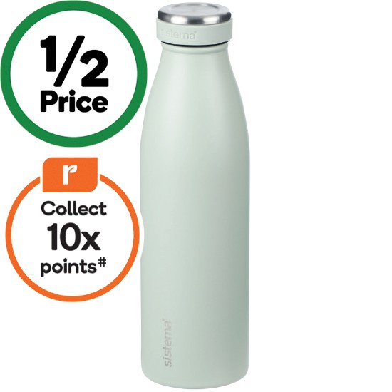 Sistema Stainless Steel Water Drink Bottle 500ml – Assorted