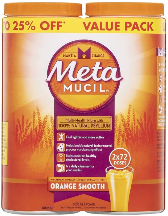 Metamucil Fibre Supplement Smooth Orange 2 x 425g