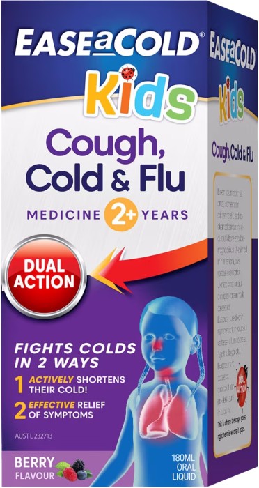 Ease a Cold Kids Cough Cold & Flu Liquid Berry Flavour 180ml