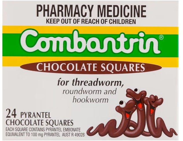 Combantrin Chocolate Squares Worm Treatment 24 Pack