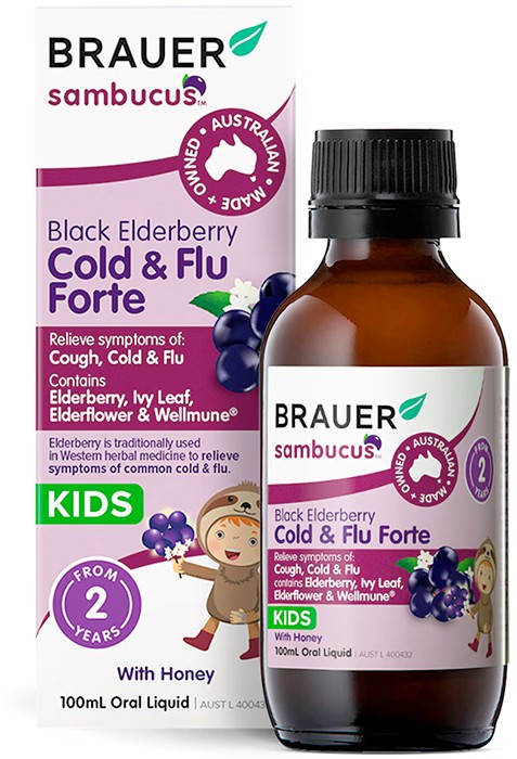 Brauer Sambucus Black Elderberry Kids Cold & Flu Forte 100ml