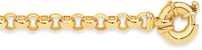 9ct Gold 19cm Solid Belcher Bolt Ring Bracelet
