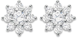 Alora 10ct Gold 1 Carat TW Lab Grown Diamond Flower Cluster Stud Earrings