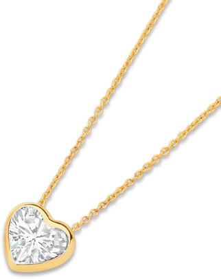 Alora 10ct Gold 3/4 Carat Solitaire Lab Grown Diamond Heart Bezel Necklet