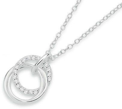 Sterling Silver Cubic Zirconia/Polish Circles of Love Drop Pendant