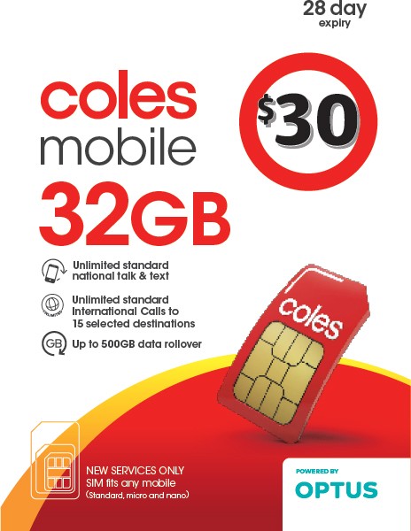 Coles Mobile $30 Prepaid SIM