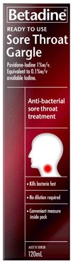 Betadine Ready To Use Sore Throat Gargle 120mL