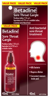 Betadine Concentrated Sore Throat Gargle Value Pack 40mL