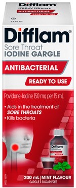 Difflam Sore Throat Iodine Gargle Mint Flavour 200mL