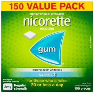 Nicorette Gum 2mg Regular Icy Mint Value Pack 150 Pieces